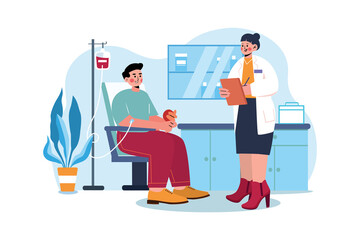 Donating blood Illustration concept. Flat illustration isolated on white background.