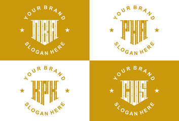 Creative letter monogram logo design with stationery template FRS KSC NBA PHA CVS PEAABS AOU AHC BH RV EZ ZR NA RK