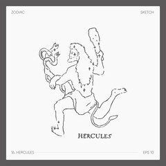 Illustration of astrological zodiac Hercules