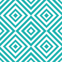 Striped turquoise rhombuses. Vector print for design and interior.