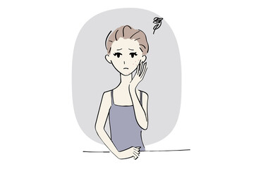 肌荒れに悩む女性のイラスト
