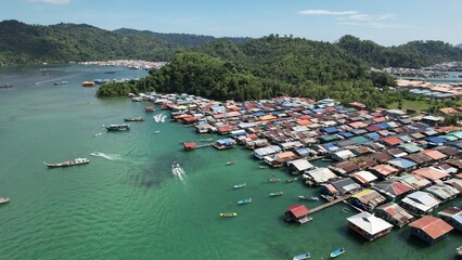Fototapeta na wymiar The Scenery of The Villages Within Gaya Island, Kota Kinabalu, Sabah Malaysia