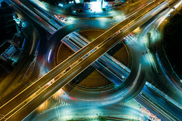 Expressway top view, Road traffic an important infrastructure,car traffic transportation above...