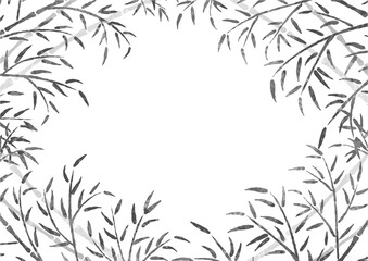 竹・笹の水墨画風ベクター背景