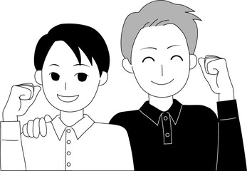 人物のイラスト　ガッツポーズ