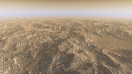 Fototapeta premium landscape on planet Mars, scenic desert scene on the red planet 