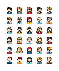 cartoon people avatar picture profile filled outline