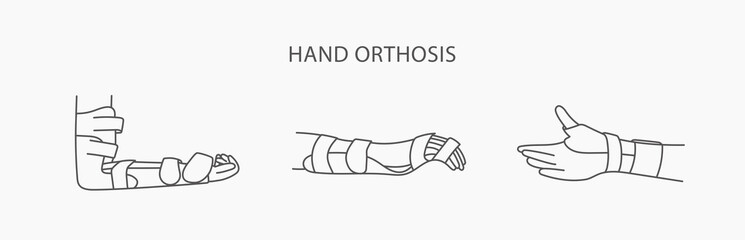 Hand orthoses linear icon, vector illustration
