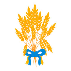 Wheat with ukranian flag National symbols of Ukraine.