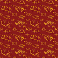 Line art seamless cloud pattern on colored background.