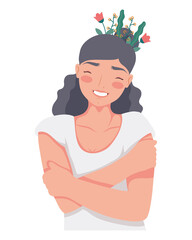 woman with garden in head