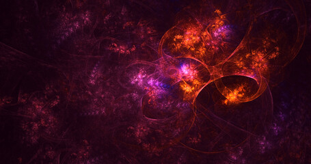 3D rendering abstract multicolor fractal light background