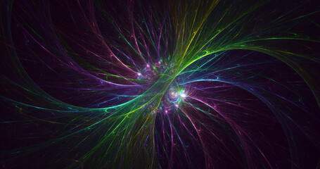 3D rendering abstract multicolor fractal light background