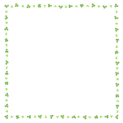 三つ葉＆四つ葉のクローバーの四角い装飾枠
