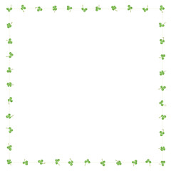 Fototapeta na wymiar 三つ葉＆四つ葉のクローバーとドットの四角い装飾枠 