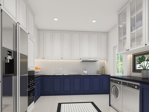 3d rendering of kitchen room ,Interior design