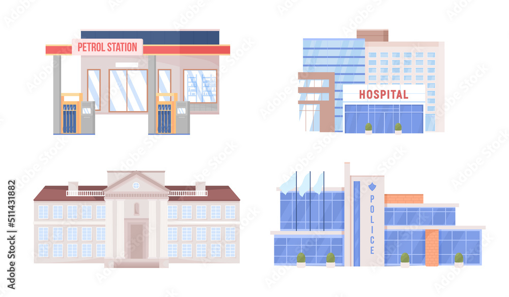 Poster services semi flat color vector objects set. editable figures. full sized items on white. simple car