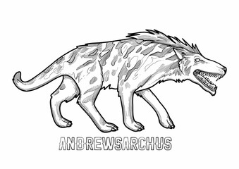 Graphic prehistoric andrewsarchus isolated on white background