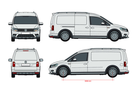 Volkswagen Caddy long outline vector template