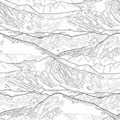 Repeated seamless pattern of an abstract graphic mountains.