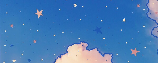 Fototapeta na wymiar magic sky with stars illustration background
