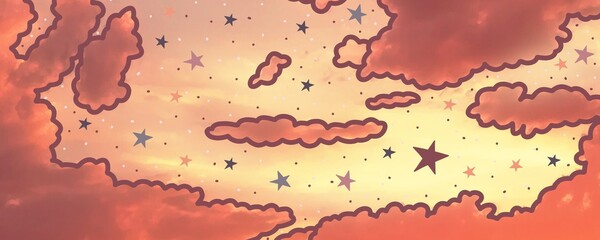 magic sky with stars illustration background