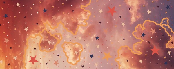 magic sky with stars illustration background