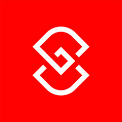 Initial letter G, GP or GU logo template with modern geometric line art illustration in flat design monogram symbol