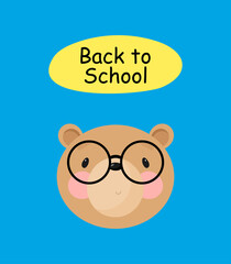 Cute Bear with glasses. Cartoon style. Vector illustration. For card, posters, banners, books, printing on the pack, printing on clothes, fabric, wallpaper, textile or dishes.