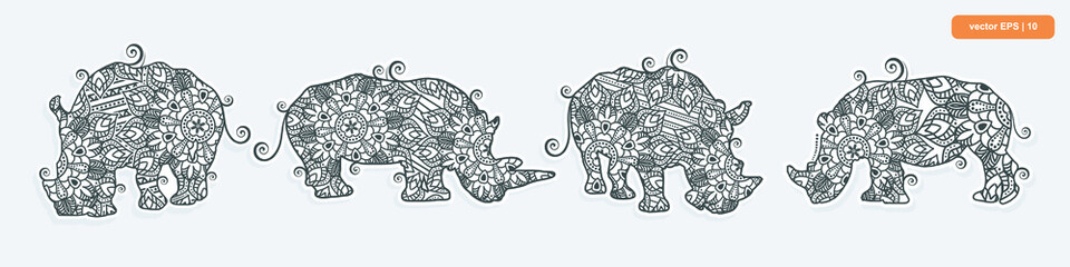RHINOS Mandala. Boho Style elements.