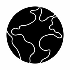 Vector planet earth silhouette. Space black stencil illustration. Environment friendly shadow icon with globe. Ecological or astronomy concept.
