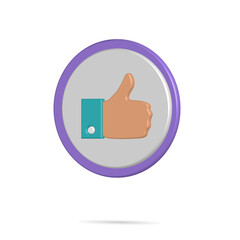 3D thumb icon vector button illustration, with blue and purple color, best for your property images