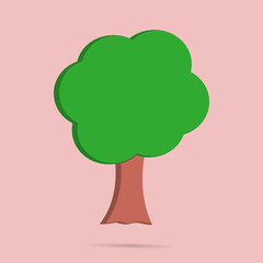 3D tree icon vector illustration, with green and brown color, best for your property images