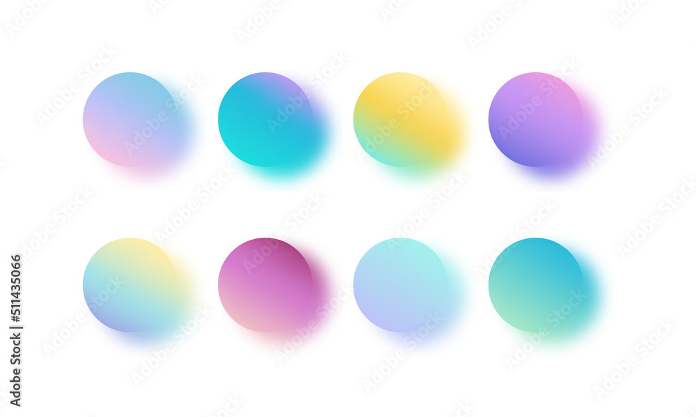 Poster gradient circles with colorful shadow. abstract vector elements. blurred watercolour brush samples