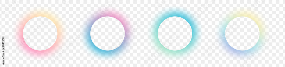 Poster shining circle frame with gradient isolated on transparent background. fluid vivid color gradients c