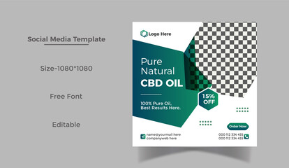 Obraz premium Hemp products or CBD oil social media post web banner and Instagram post template design