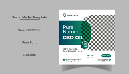 Hemp products or CBD oil social media post web banner  and Instagram post template design