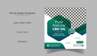 Hemp products or CBD oil social media post web banner  and Instagram post template design