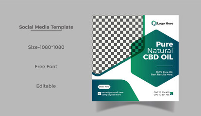 Hemp products or CBD oil social media post web banner and Instagram post template design