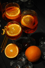 Concept of summer alcohol drink, Aperol Spritz