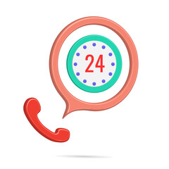 Call center 24 hours icon vector illustration with with red, pink and blue color best for your property decoration images 