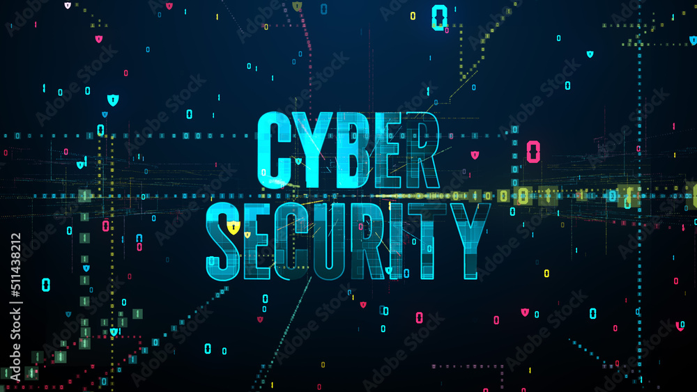 Poster futuristic turquoise colorful cyber security text digital technology with binary numeral geometry li