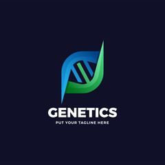 DNA genetics gradient colorful style logo template