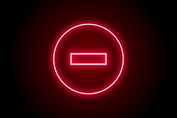 Glowing neon red stop minus sign icon button  - obrazy, fototapety, plakaty
