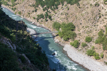 Fototapeta na wymiar Panjkora river high angle view in upper Dir Pakistan