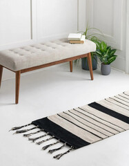 Modern geometric living area rug interior room rug design.