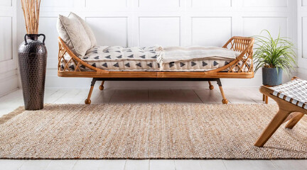 Modern geometric living area rug interior room rug design.