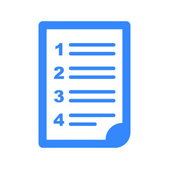 Examination, sheet, paper, file icon. Blue color design.