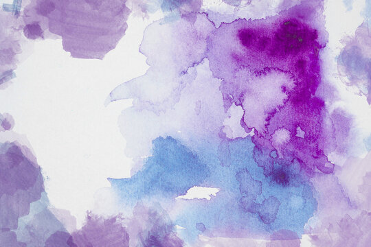 Purple and blue ink texture. Alcohol ink technique abstract background. Modern luxury colors. Template for banner, poster design. High Resolution watercolor texture. Copy space for text, design