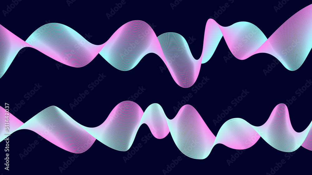 Aufkleber creative wave of many blue lines on a white background isolated. curved smooth lines created using b